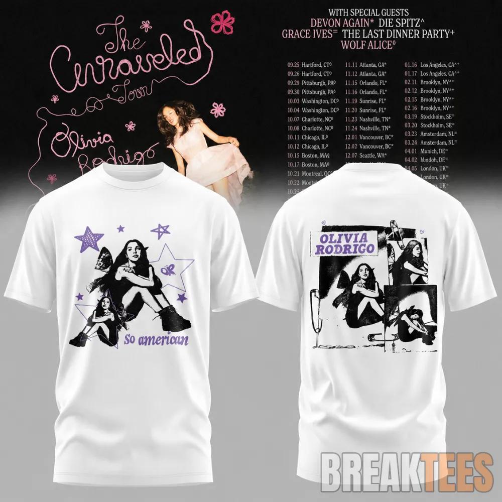 Olivia Rodrigo So American The Unraveled Tour 2026 - Adult & Kids T-Shirts, Sweatshirts & Hoodies apparel design preview 1
