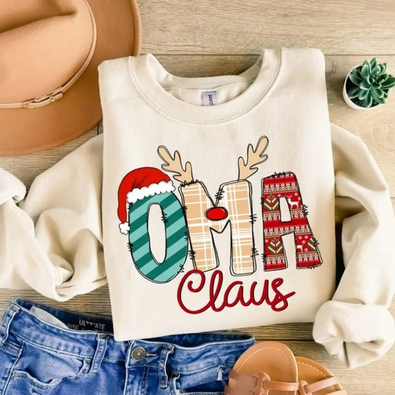 Oma Claus Grandma Xmas - Adult & Kids T-Shirts, Sweatshirts & Hoodies apparel design preview 1