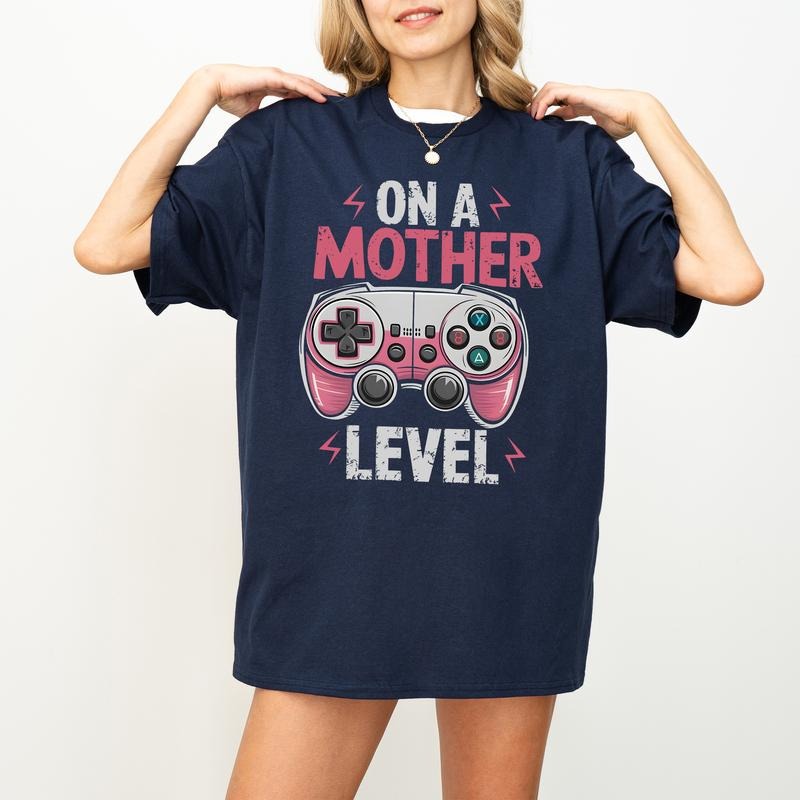 Mother Gamer Level Funny Gaming Mom Cozy Cute Video - Adult & Kids T-Shirts, Sweatshirts & Hoodies apparel design preview 1