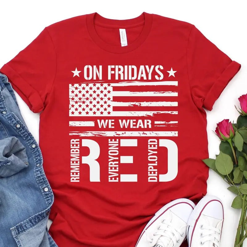 Friday We Red Remember Everyone Deployed American - Adult & Kids T-Shirts, Sweatshirts & Hoodies apparel design preview 1