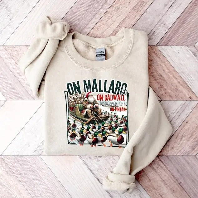 Mallard Gadwall Funny Duck Hunting Santa Outdoor - Adult & Kids T-Shirts, Sweatshirts & Hoodies apparel design preview 1