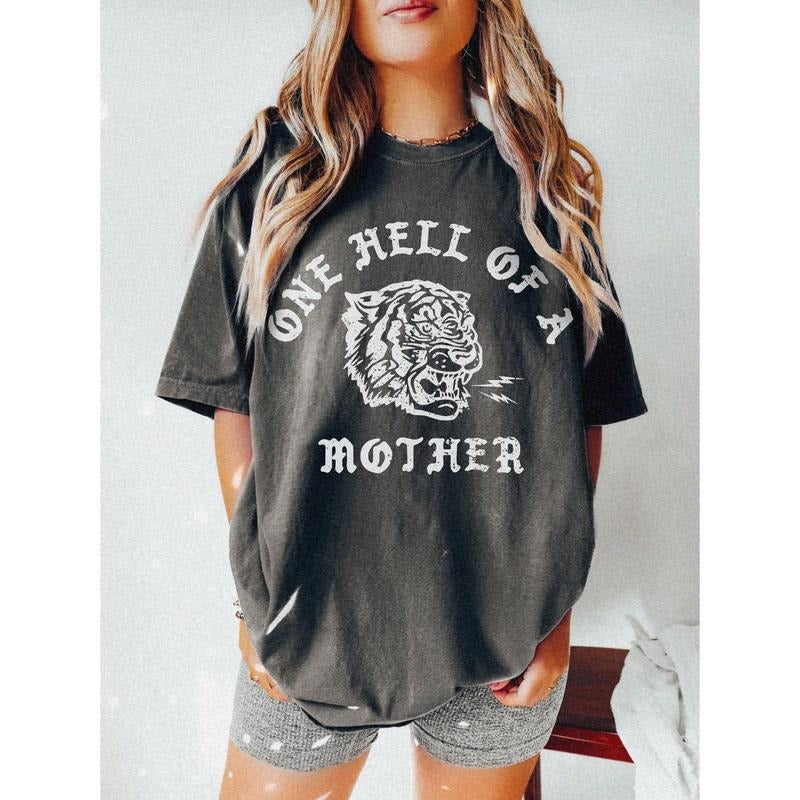 One Hell Mother Retro Grunge Edgy Mom New Push - Adult & Kids T-Shirts, Sweatshirts & Hoodies apparel design preview 1