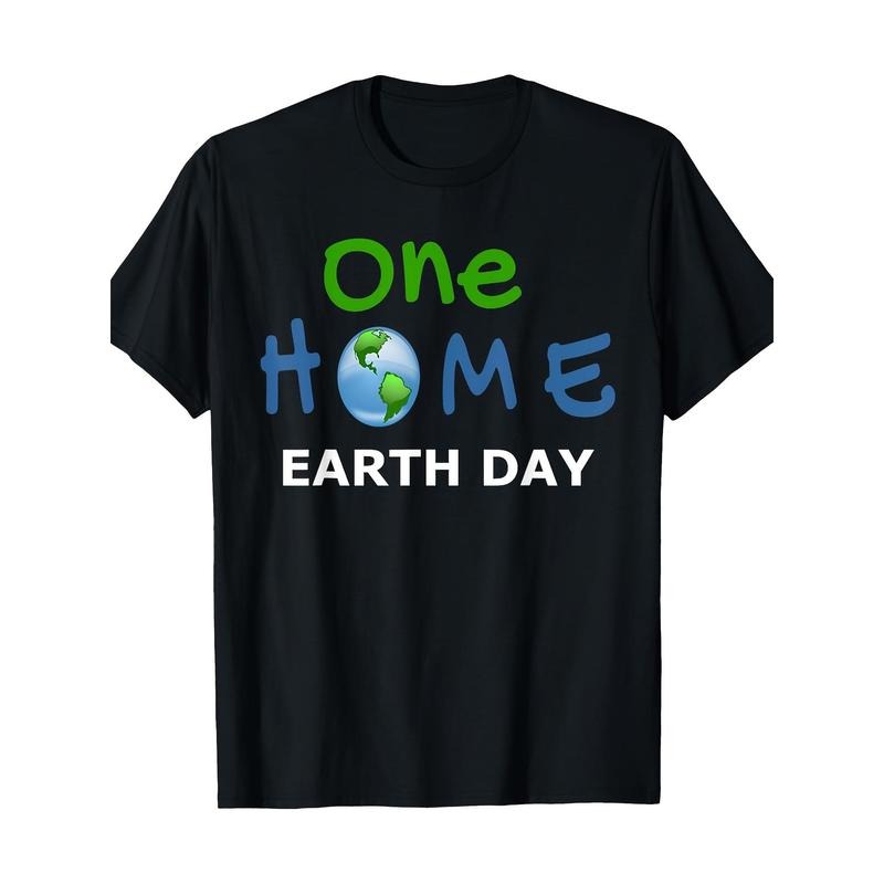 One Home Earth Day Cotton Black Blue Casual Loose Fit - Adult & Kids T-Shirts, Sweatshirts & Hoodies apparel design preview 1