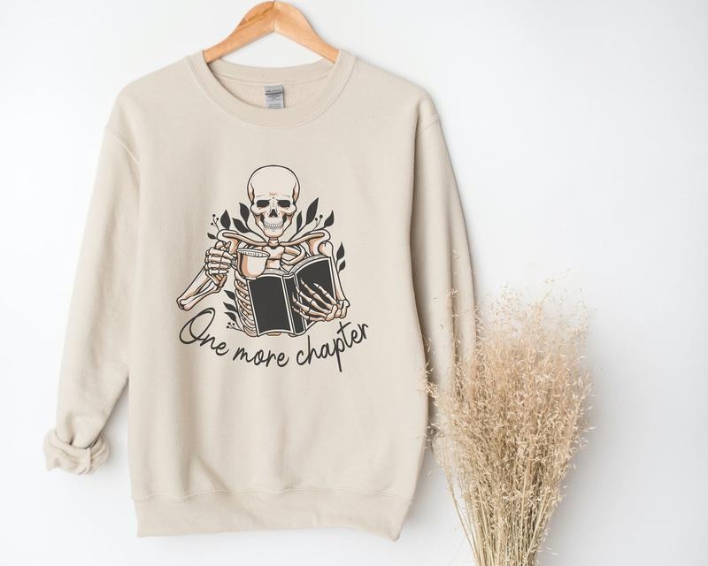 One More Chapter Skeleton Cute Funny Book Lovers - Adult & Kids T-Shirts, Sweatshirts & Hoodies apparel design preview 1