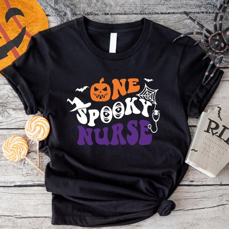 One Spooky Nurse Matching Halloween Crew Nursing - Adult & Kids T-Shirts, Sweatshirts & Hoodies apparel design preview 1