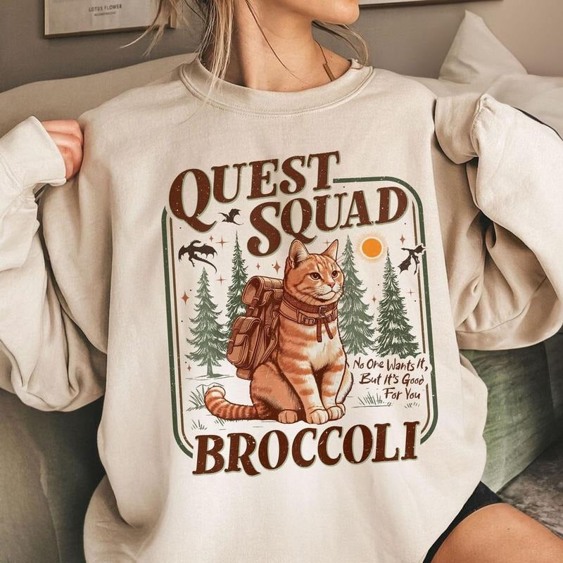 Onyx Storm Quest Squad Bookworm Broccoli Cat Ridoc - Adult & Kids T-Shirts, Sweatshirts & Hoodies apparel design preview 1