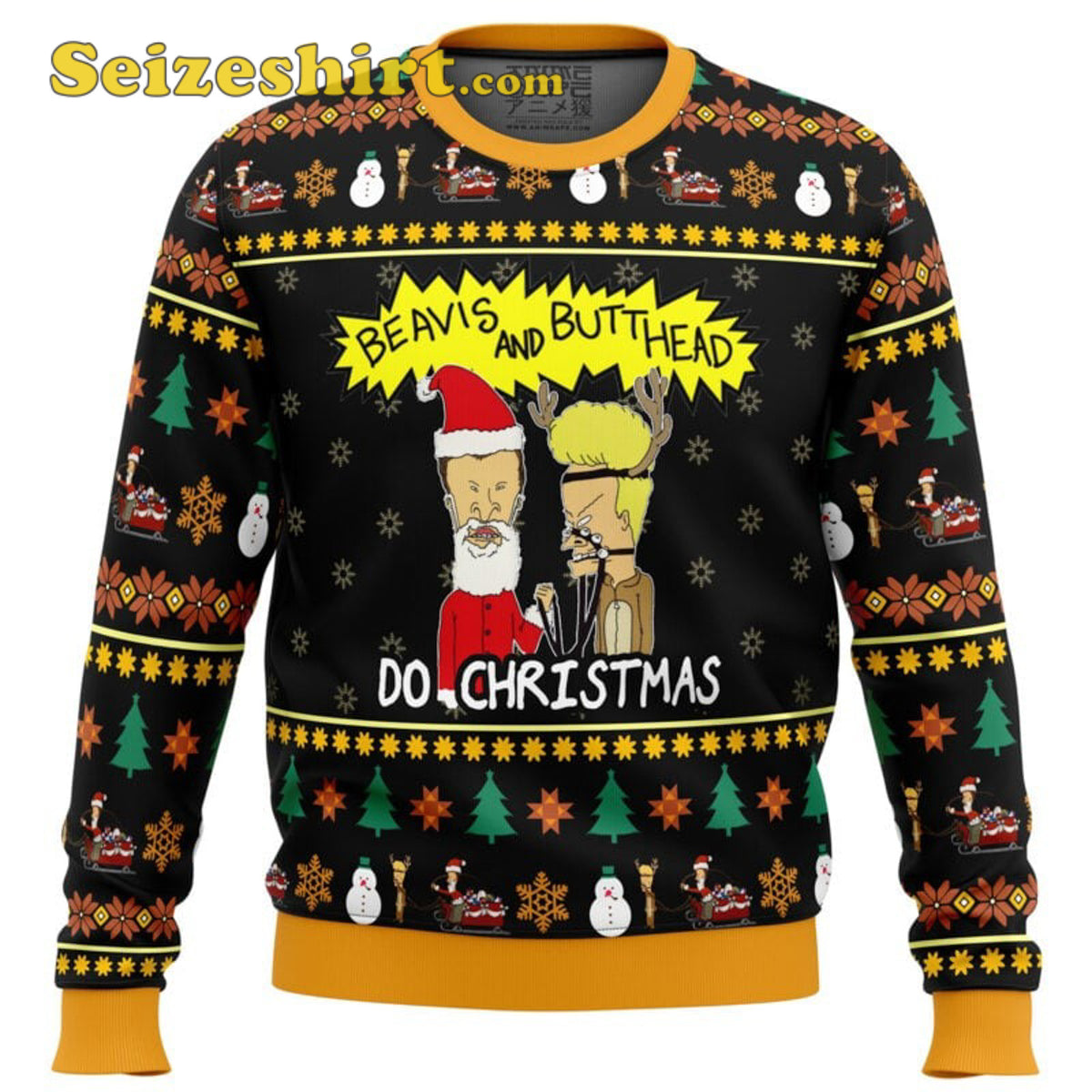 Orange Beavis and Butthead Do Christmas Ugly Christmas Ugly Christmas Sweater - Holiday Gift product image