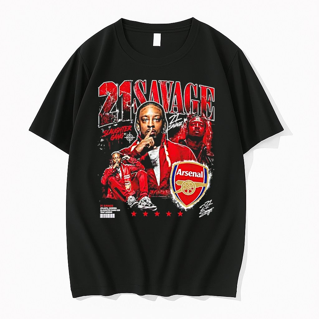 Original 21 Savage X Arsenal Slaughter Gang Signature - Adult & Kids T-Shirts, Sweatshirts & Hoodies apparel design preview 1