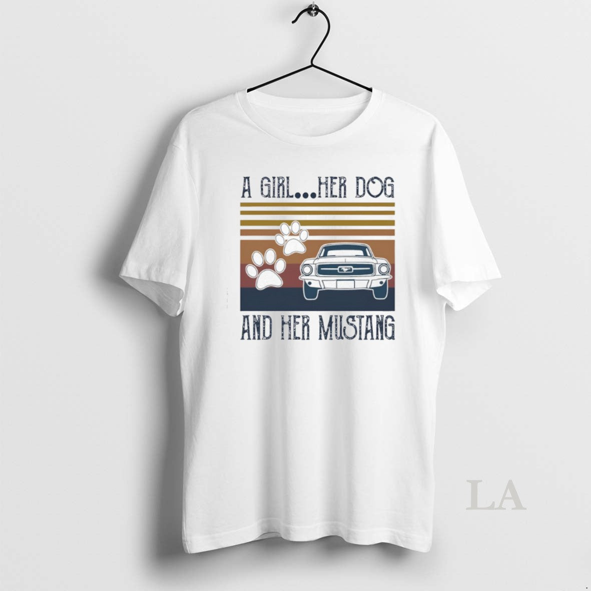 Original A Girl Her Dog And Mustang Vintage - Adult & Kids T-Shirts, Sweatshirts & Hoodies apparel design preview 1