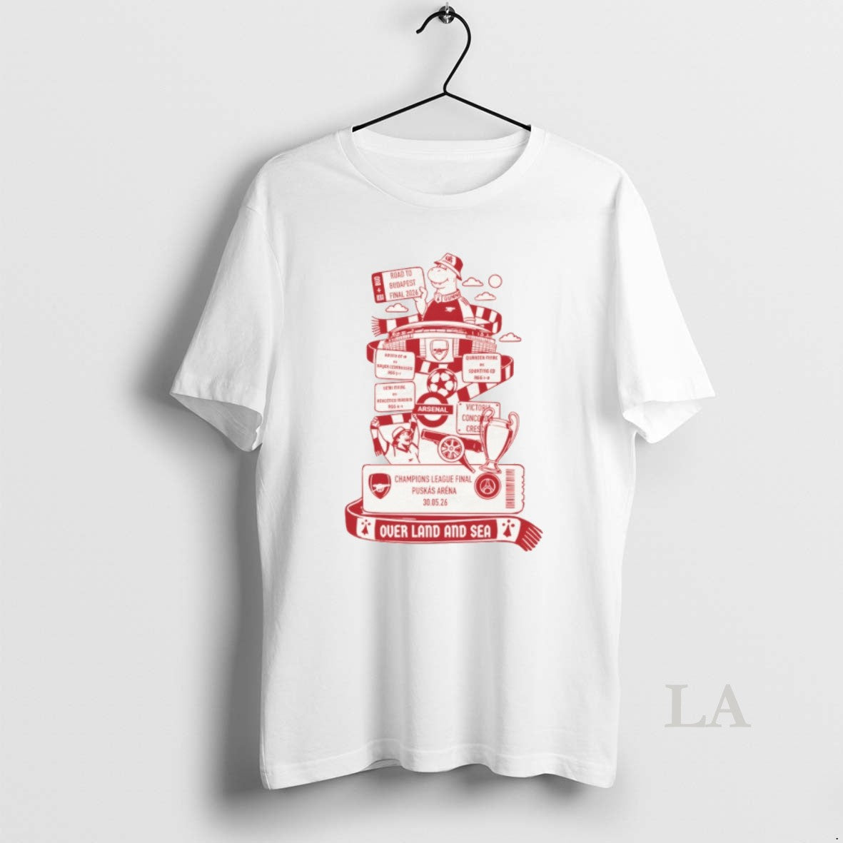 Original Arsenal Fc Over Land And Sea Uefa Champions - Adult & Kids T-Shirts, Sweatshirts & Hoodies apparel design preview 1