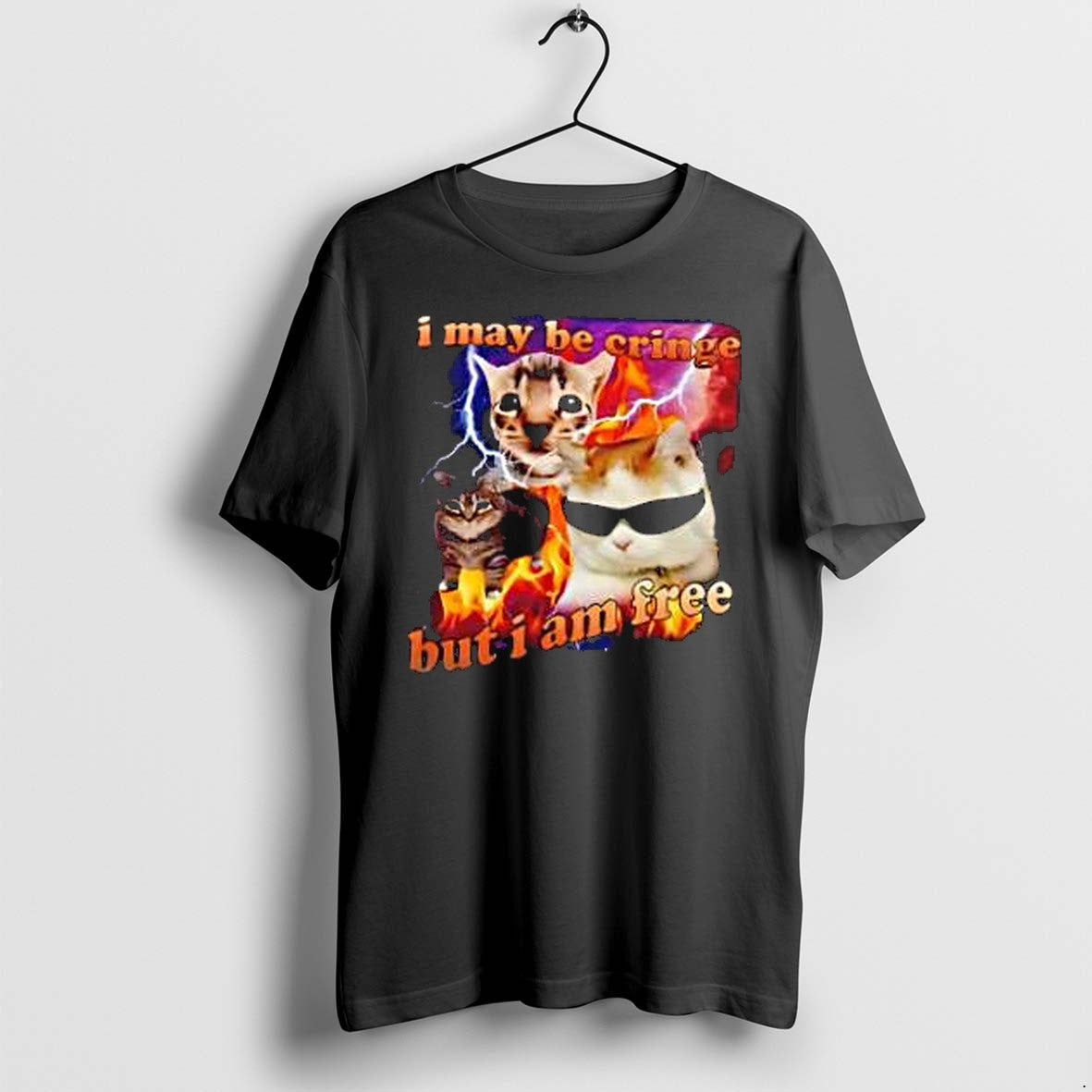 Original Cats Meme I May Be Cringe But Am Free Jpg - Adult & Kids T-Shirts, Sweatshirts & Hoodies apparel design preview 1