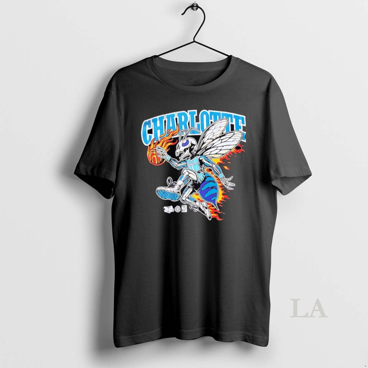 Original Charlotte Hornets Mascot Skeleton Burning - Adult & Kids T-Shirts, Sweatshirts & Hoodies apparel design preview 1