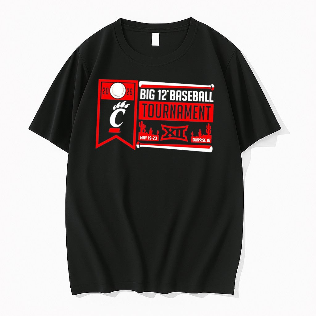 Original Cincinnati Bearcats 2026 Big 12 Baseball - Adult & Kids T-Shirts, Sweatshirts & Hoodies apparel design preview 1