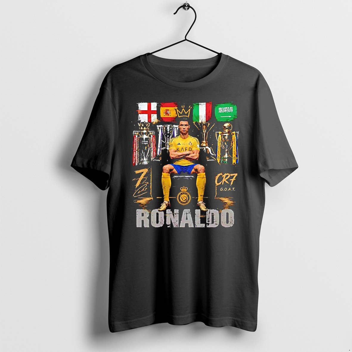 Original Cristiano Ronaldo Cr7 Goat King Al Nassr - Adult & Kids T-Shirts, Sweatshirts & Hoodies apparel design preview 1