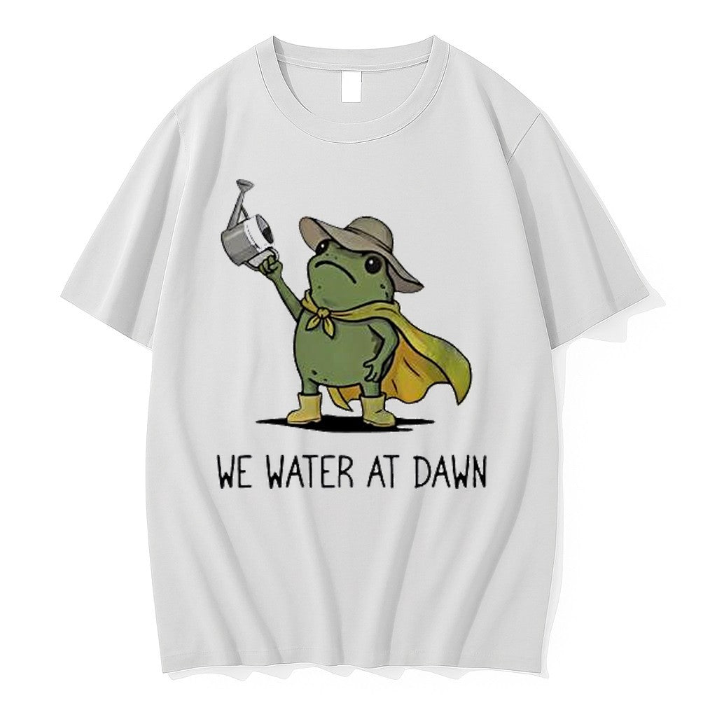 Original Frog We Water At Dawn Gardening Jpg - Adult & Kids T-Shirts, Sweatshirts & Hoodies apparel design preview 1