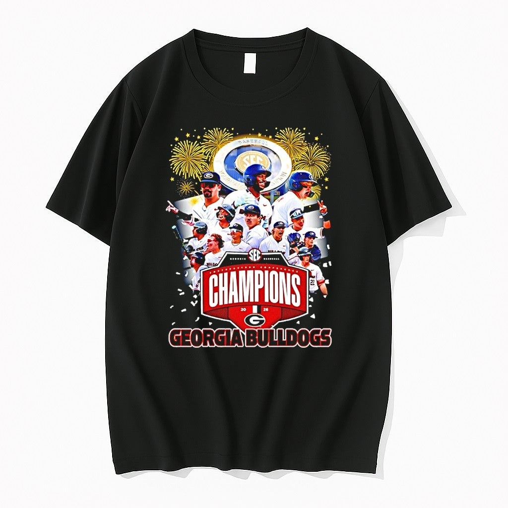 Original Georgia Bulldogs 2026 Sec Baseball Champions - Adult & Kids T-Shirts, Sweatshirts & Hoodies apparel design preview 1