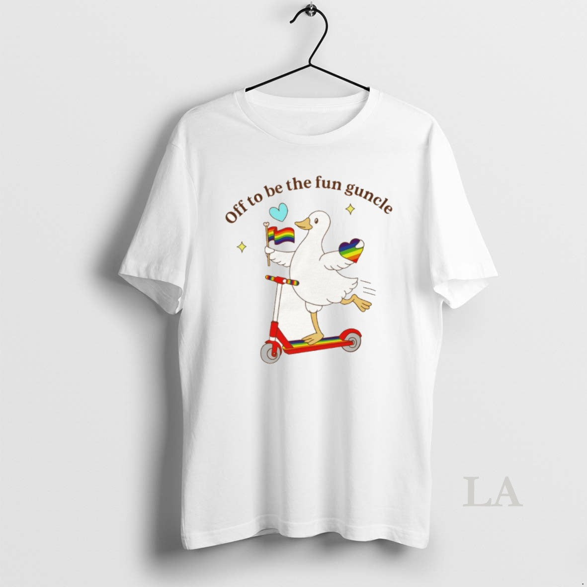 Original Goose On Scooter Off To Be The Fun Guncle - Adult & Kids T-Shirts, Sweatshirts & Hoodies apparel design preview 1
