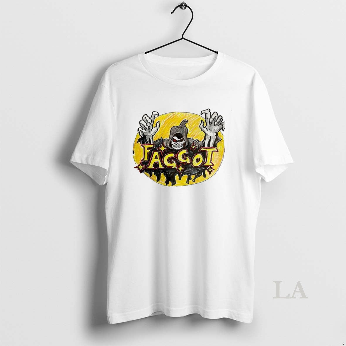 Original Grim Reaper Faggot Sketch Halloween - Adult & Kids T-Shirts, Sweatshirts & Hoodies apparel design preview 1