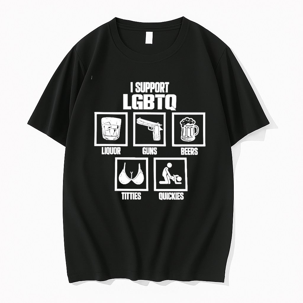 Original I Support Lgbtq Liquor Guns Beer Titties - Adult & Kids T-Shirts, Sweatshirts & Hoodies apparel design preview 1