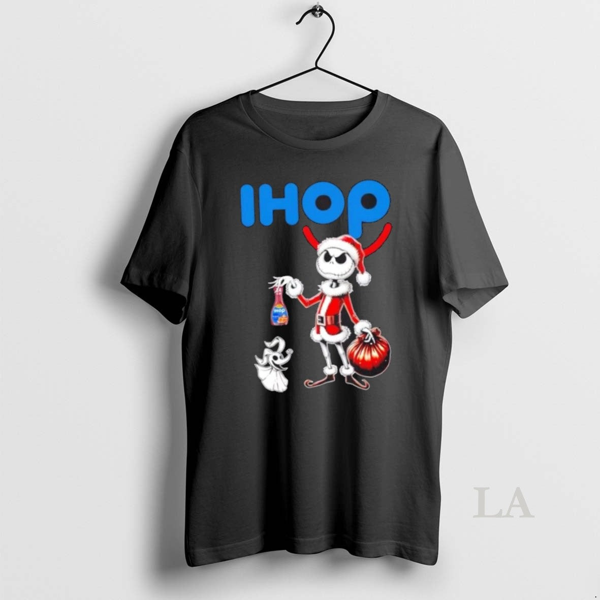 Original Ihop X Jack Skellington Santa Isnt Real - Adult & Kids T-Shirts, Sweatshirts & Hoodies apparel design preview 1