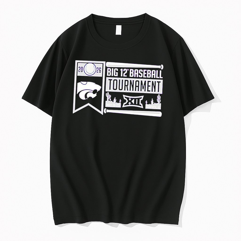 Original K State Wildcats 2026 Big 12 Baseball - Adult & Kids T-Shirts, Sweatshirts & Hoodies apparel design preview 1