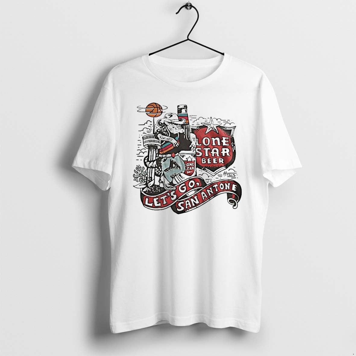 Original Lone Star Beer Lets Go San Antonio Spurs 1 - Adult & Kids T-Shirts, Sweatshirts & Hoodies apparel design preview 1