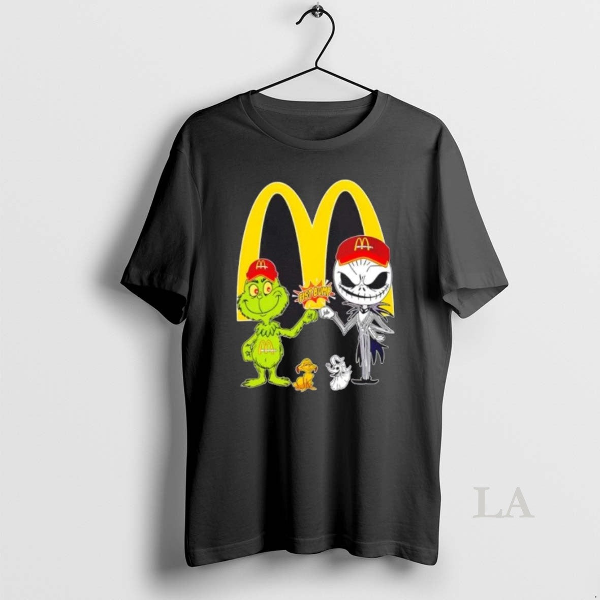 Original Mcdonalds X Grinch And Jack Skellington Fist - Adult & Kids T-Shirts, Sweatshirts & Hoodies apparel design preview 1