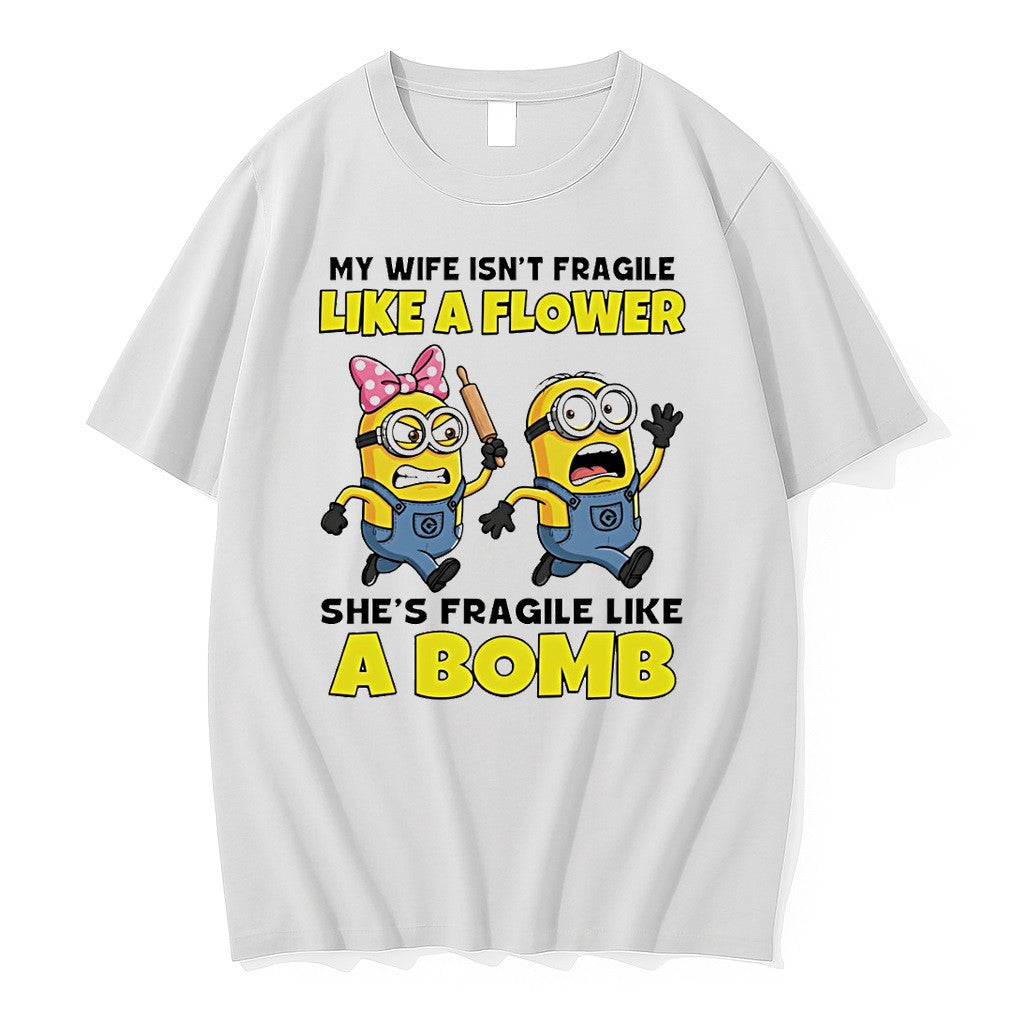Original Minion My Wife Isnt Fragile Like A Flower - Adult & Kids T-Shirts, Sweatshirts & Hoodies apparel design preview 1