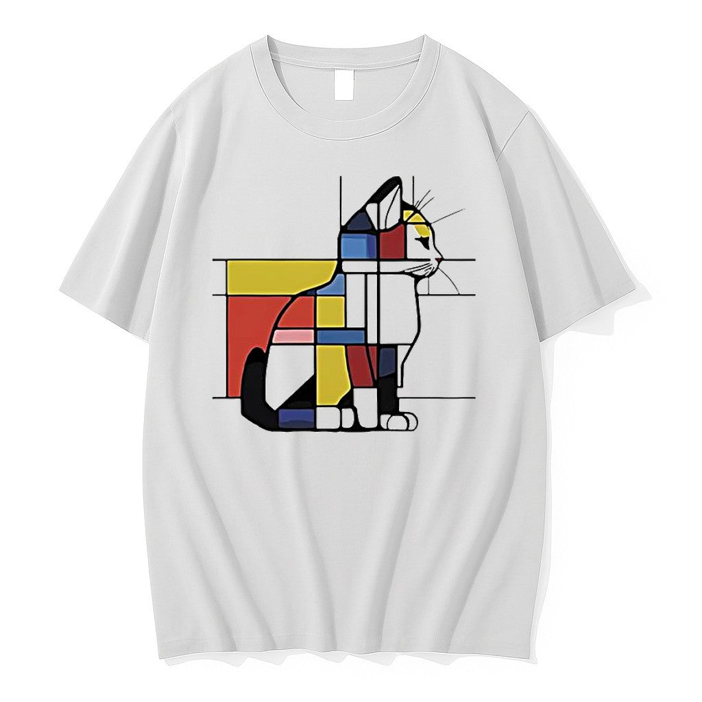 Original Mondrian Style Geometric Cat Jpg - Adult & Kids T-Shirts, Sweatshirts & Hoodies apparel design preview 1