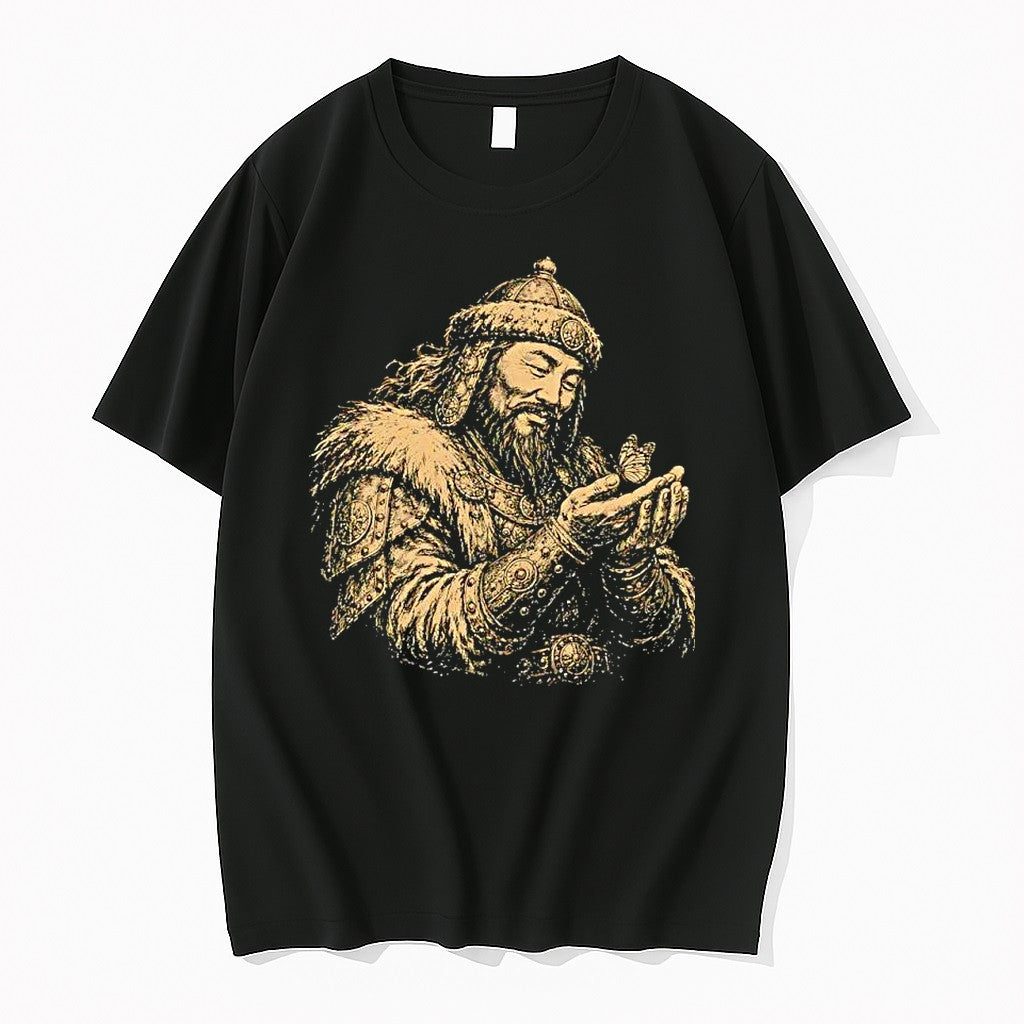 Original Mongol Warrior Holding Butterfly Engraved - Adult & Kids T-Shirts, Sweatshirts & Hoodies apparel design preview 1