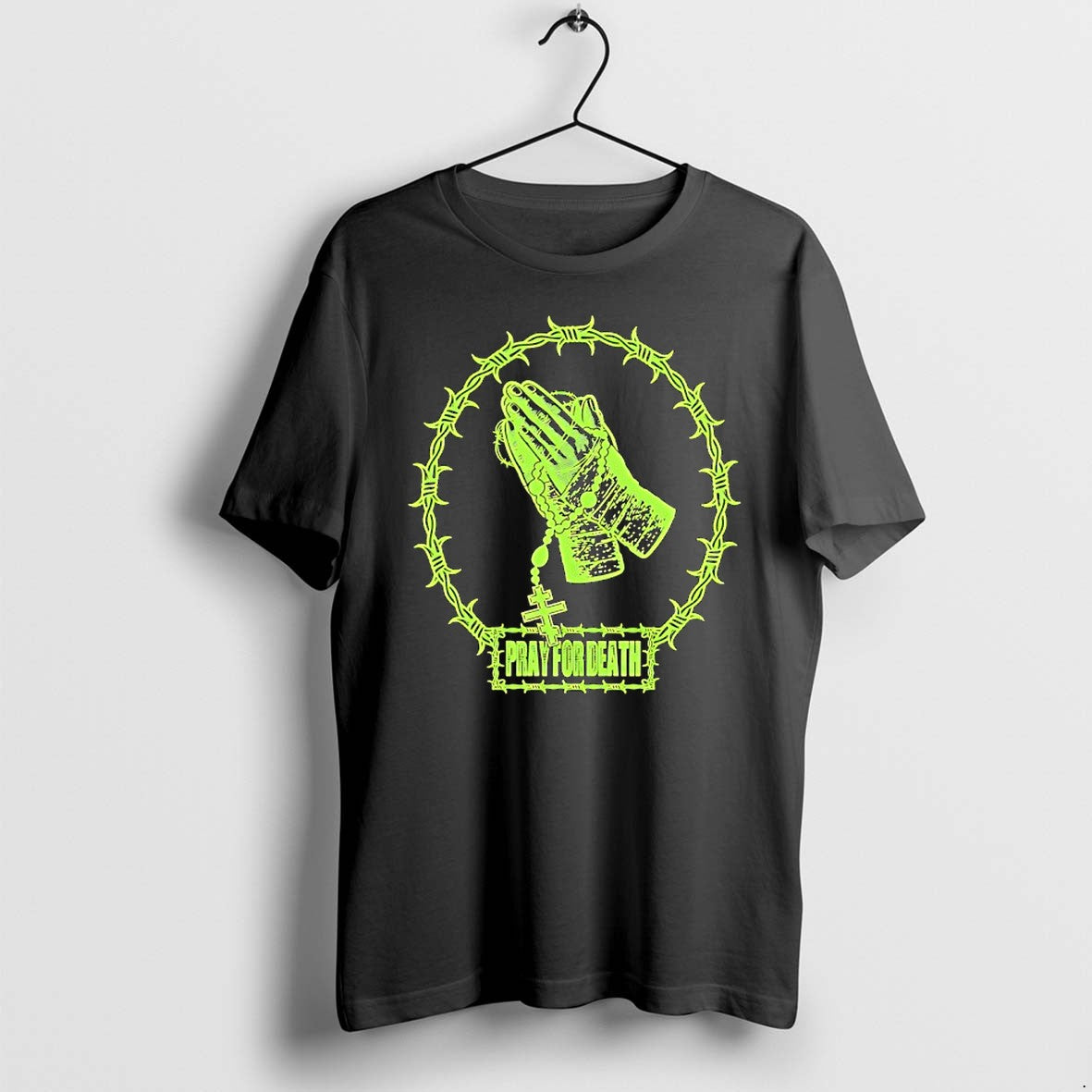 Original Praying Hands Rosary Cross Pray For Death - Adult & Kids T-Shirts, Sweatshirts & Hoodies apparel design preview 1