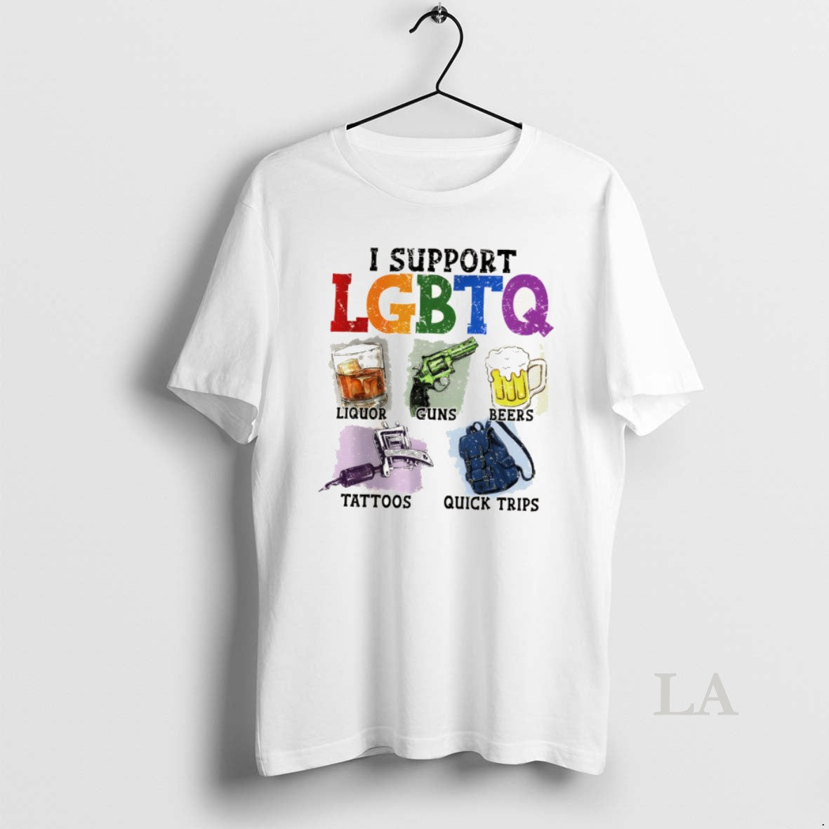 Original Pride Month Graphic I Support Lgbtq Liquor - Adult & Kids T-Shirts, Sweatshirts & Hoodies apparel design preview 1