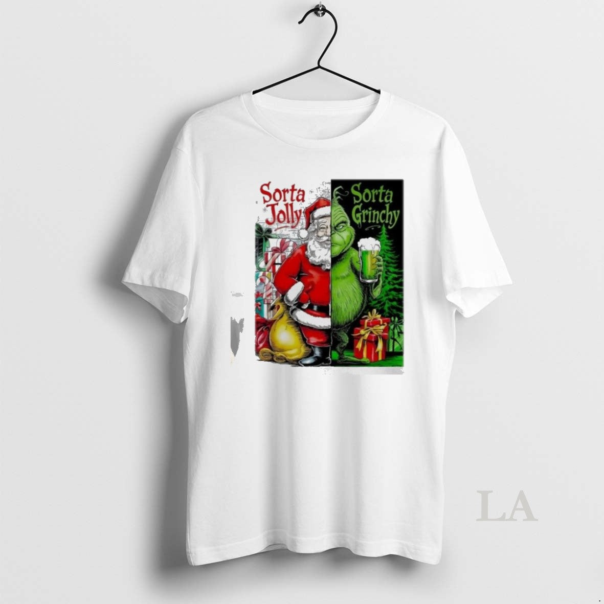 Original Santa Claus X Grinch Sorta Jolly Christmas - Adult & Kids T-Shirts, Sweatshirts & Hoodies apparel design preview 1