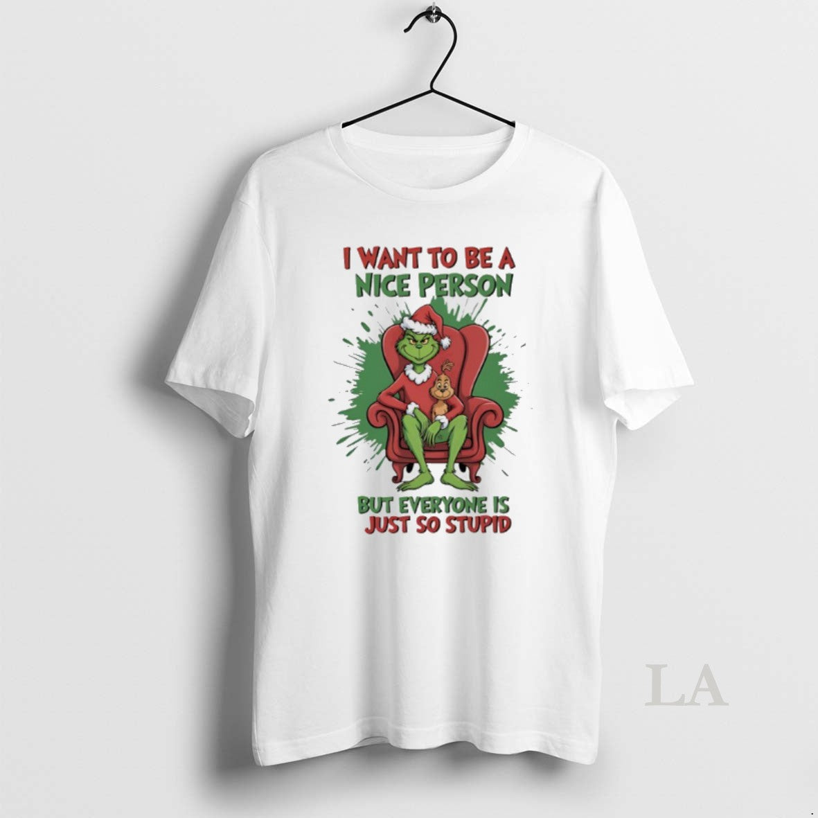 Original Santa Grinch And Max I Want To Be A Nice - Adult & Kids T-Shirts, Sweatshirts & Hoodies apparel design preview 1