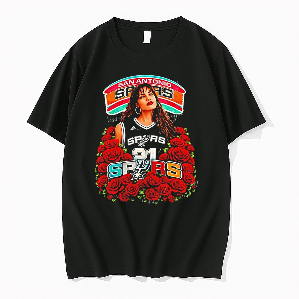 Original Selena San Antonio Spurs Basketball Go Roses - Adult & Kids T-Shirts, Sweatshirts & Hoodies apparel design preview 1