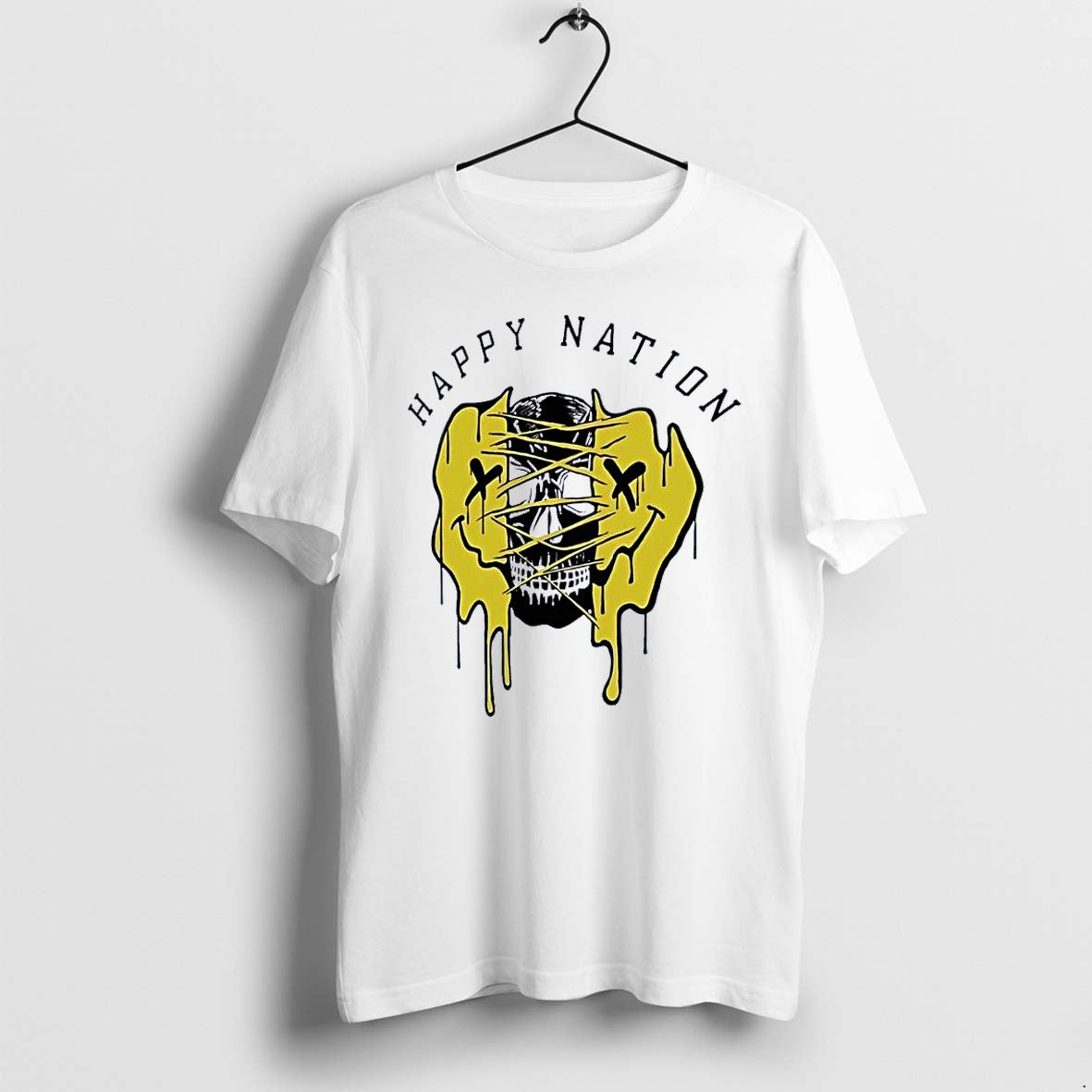 Original Skull Melting Smiley Face Happy Nation White - Adult & Kids T-Shirts, Sweatshirts & Hoodies apparel design preview 1