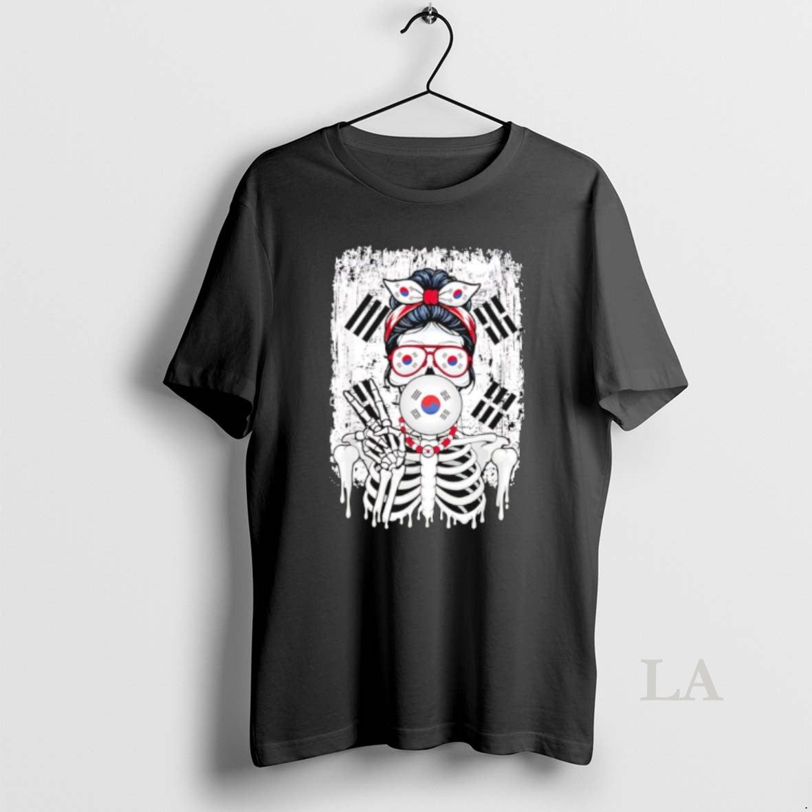Original South Korea Flag Skull Messy Bun Sunglasses - Adult & Kids T-Shirts, Sweatshirts & Hoodies apparel design preview 1