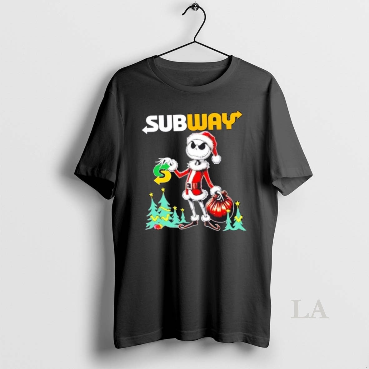 Original Subway X Jack Skellington Santa Isnt Real - Adult & Kids T-Shirts, Sweatshirts & Hoodies apparel design preview 1