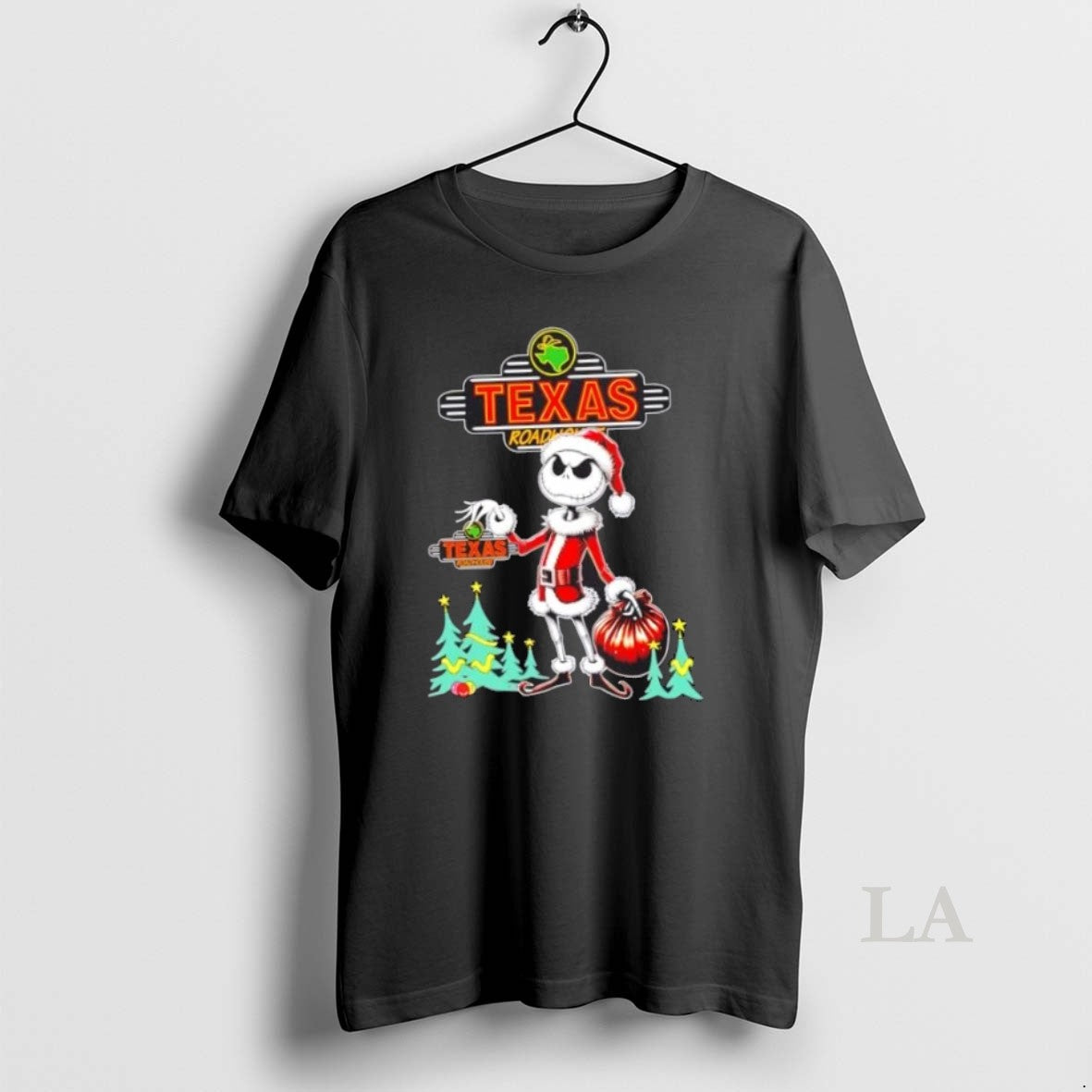 Original Texas Roadhouse X Jack Skellington Santa - Adult & Kids T-Shirts, Sweatshirts & Hoodies apparel design preview 1
