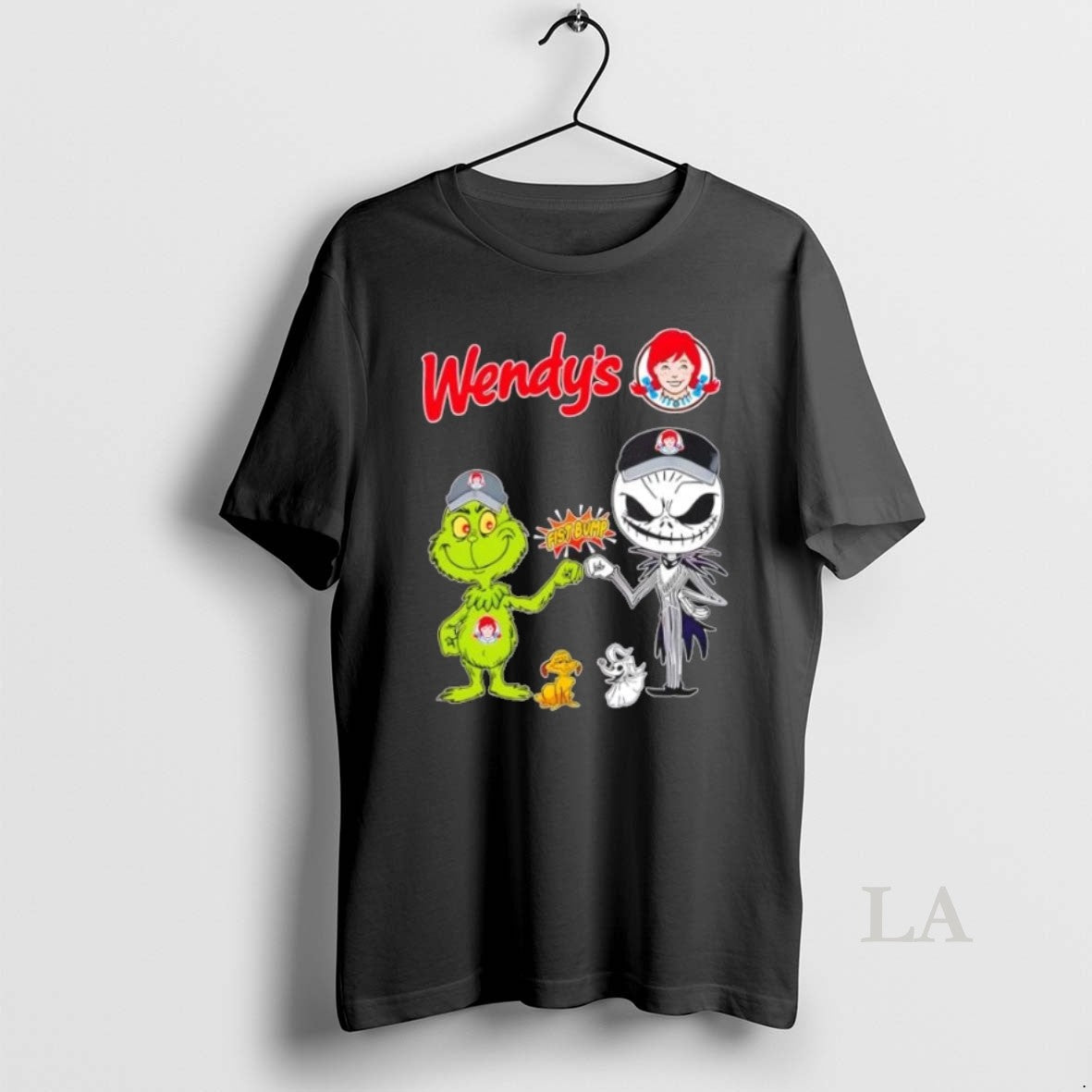 Original Wendys X Grinch And Jack Skellington Fist - Adult & Kids T-Shirts, Sweatshirts & Hoodies apparel design preview 1