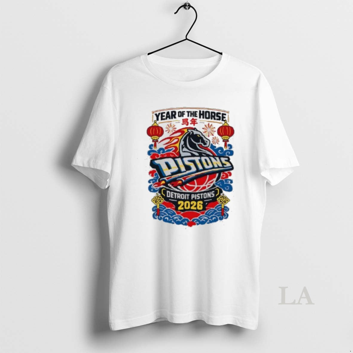 Original Year Of The Horse Nba Detroit Pistons 2026 - Adult & Kids T-Shirts, Sweatshirts & Hoodies apparel design preview 1