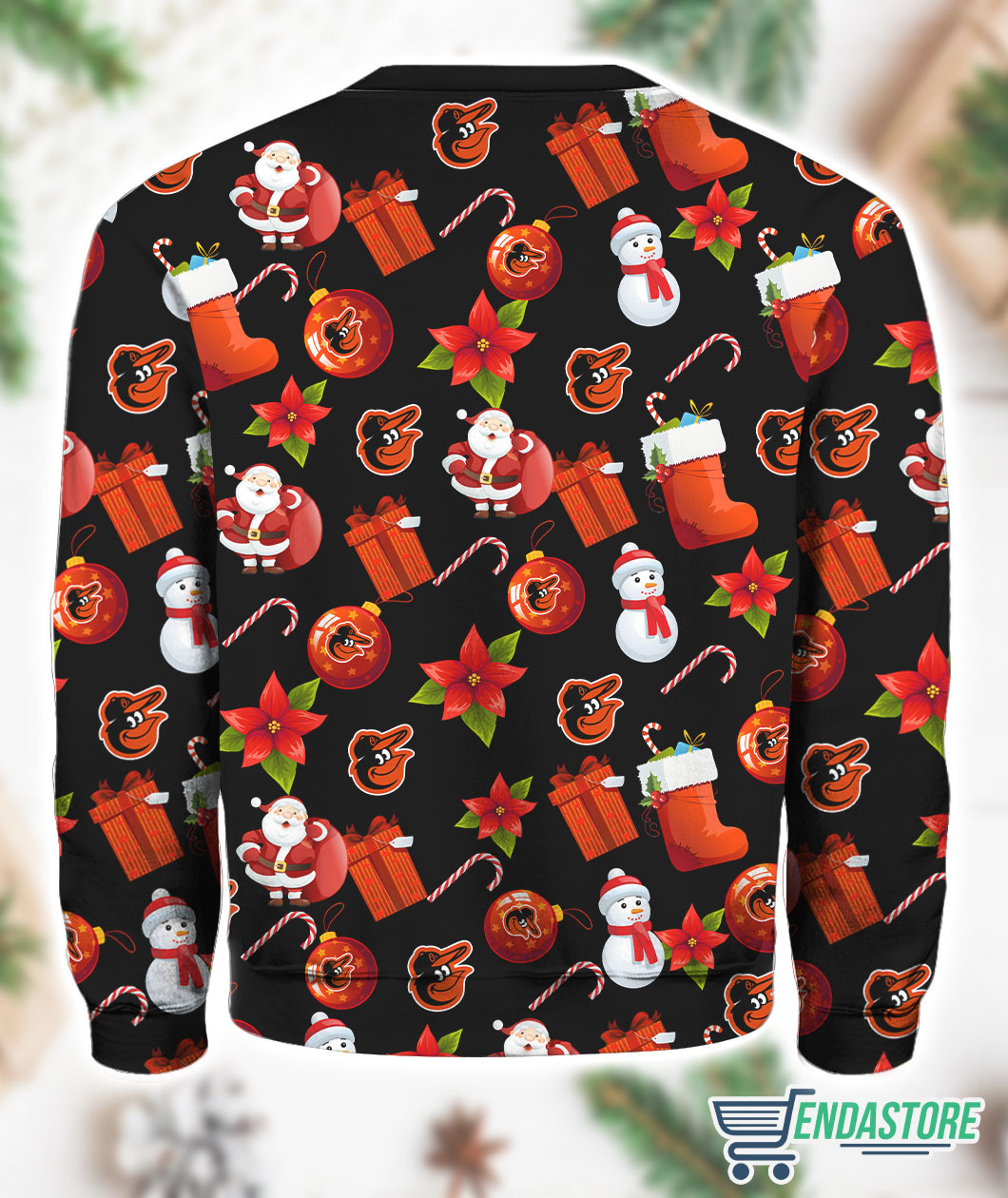 Orioles Santa Claus Snowman 3D Ugly Christmas Sweater - Holiday Gift product image 2
