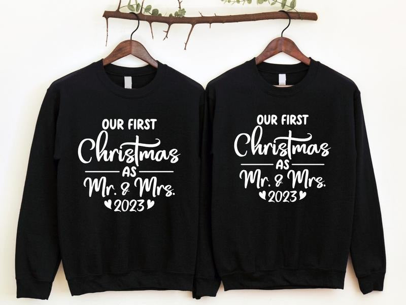 Our First As Mr Mrs 2023 Matching Couples Newly - Adult & Kids T-Shirts, Sweatshirts & Hoodies apparel design preview 1