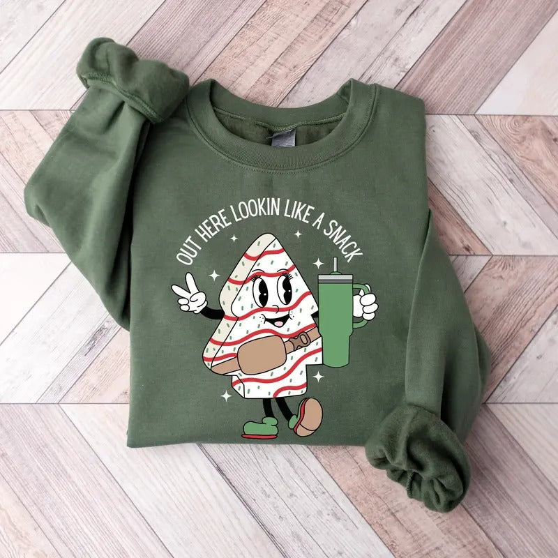 Out Here Lookin Like Snack Tree Cake Funny Xmas - Adult & Kids T-Shirts, Sweatshirts & Hoodies apparel design preview 1