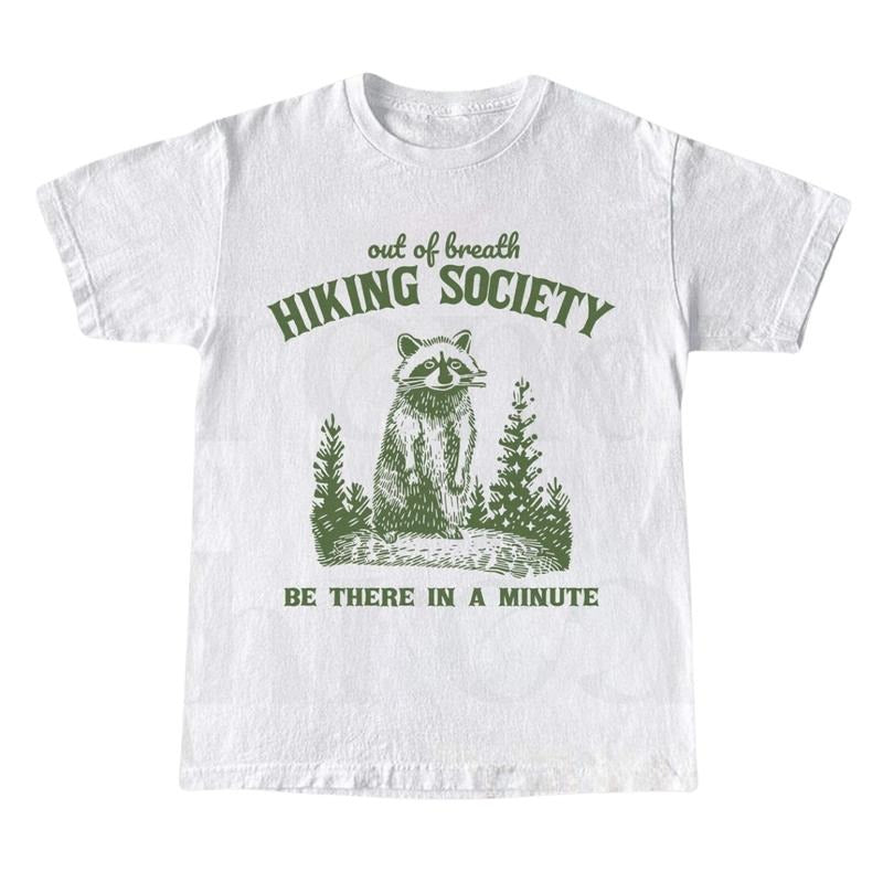 Out Breath Hiking Society Funny Raccoon Trash Panda - Adult & Kids T-Shirts, Sweatshirts & Hoodies apparel design preview 1