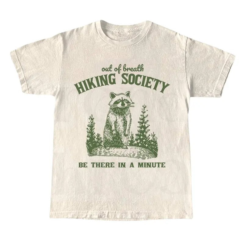 Out Breath Hiking Society Funny Raccoon Trash Panda - Adult & Kids T-Shirts, Sweatshirts & Hoodies apparel design preview 1