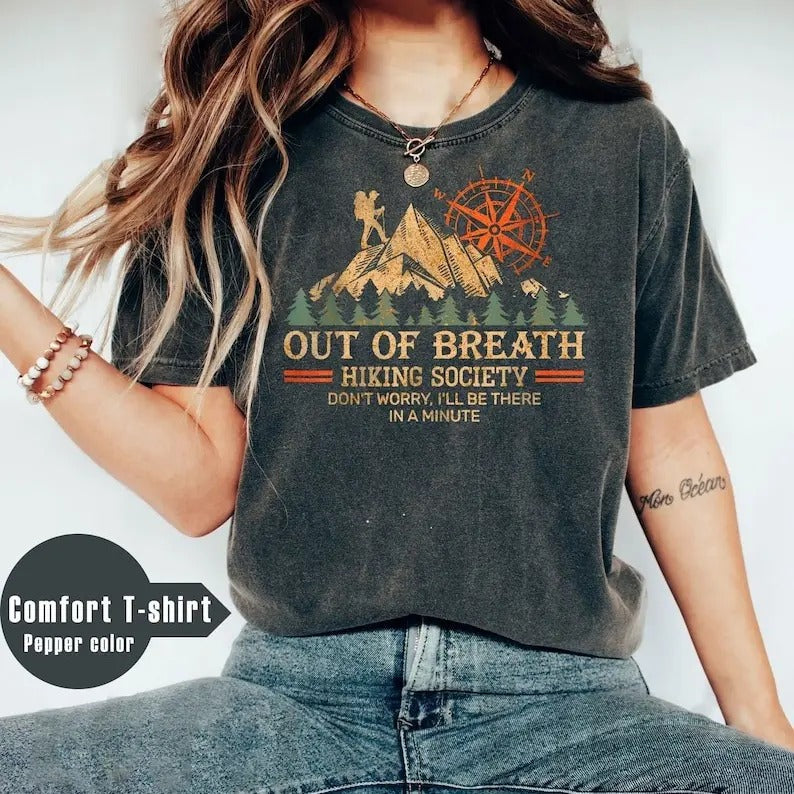 Out Breath Hiking Society - Adult & Kids T-Shirts, Sweatshirts & Hoodies apparel design preview 1