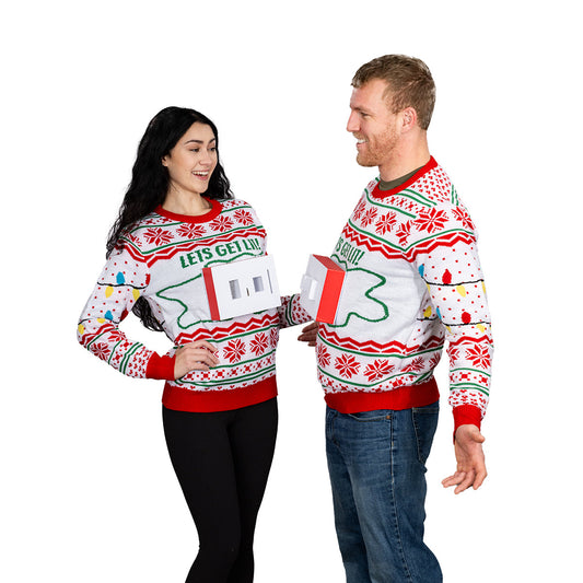3D Outlet and Plug Socket Matching Couples 3D Ugly Christmas Sweater - Holiday Gift product image 2