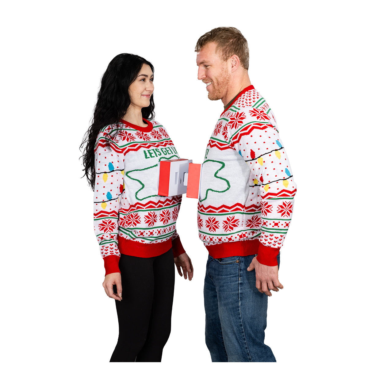 3D Outlet and Plug Socket Matching Couples 3D Ugly Christmas Sweater - Holiday Gift product image 3