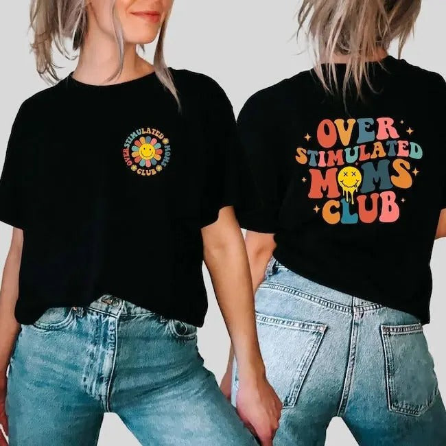 Over Stimulated Moms Club Retro Mom Giftsstyle{N002}2 - Adult & Kids T-Shirts, Sweatshirts & Hoodies apparel design preview 1